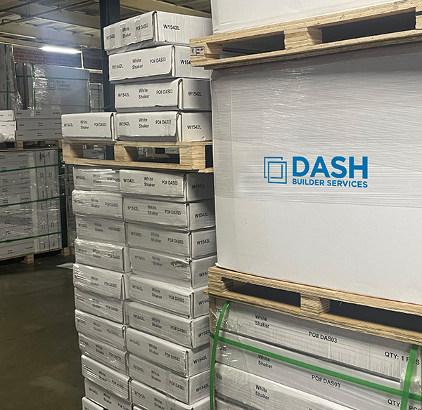 DASH warehouse where we keep cabinets to be installed.