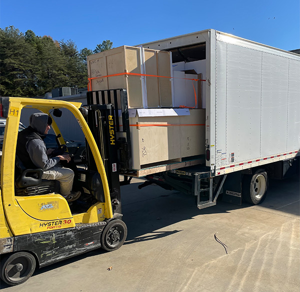 Delivery of cabinets for a new construction home.